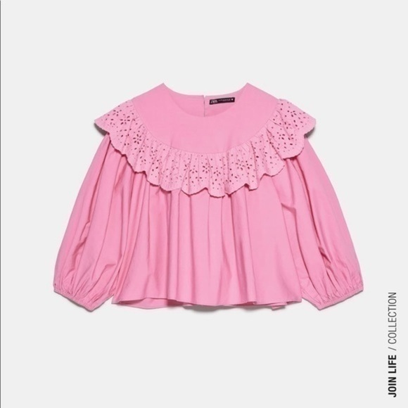 ZARA RUFFLED POPLIN TOP 7521/002 - Picture 7 of 13